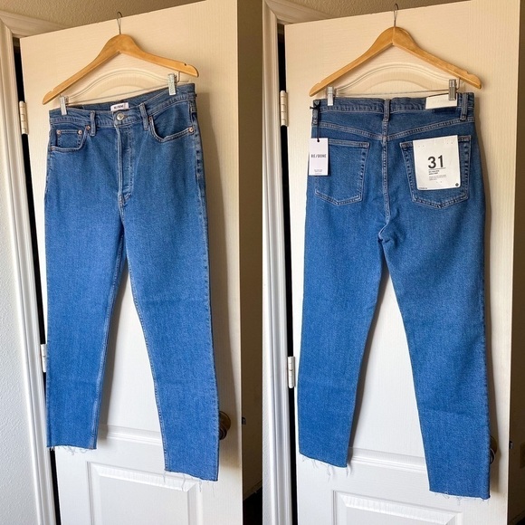 Re/Done Jeans 90s HR Ankle Crop Button Fly Seventies AF 31 NWT - Picture 1 of 7